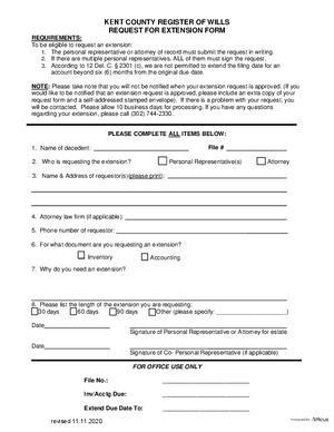 Thumbnail of Delaware Form Extension Request Form (Kent)