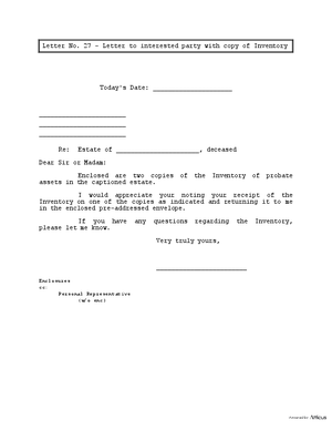 Thumbnail of Idaho Form Letter To Interested Party With Copy Of Inventory
