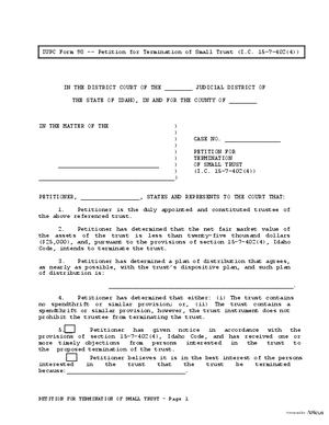 Thumbnail of Idaho Form Petition For Termination Of Small Trust
