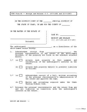 Thumbnail of Idaho Form Receipt And Release