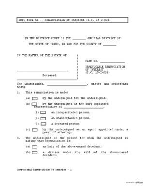 Thumbnail of Idaho Form Renunciation Of Interest