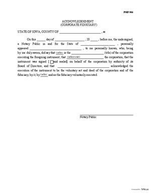 Thumbnail of Iowa Form Acknowledgment (Corporate Fiduciary)
