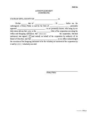 Thumbnail of Iowa Form Acknowledgment (Corporate)