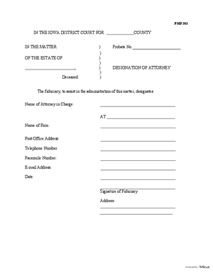Thumbnail of Iowa Form Designation Of Attorney