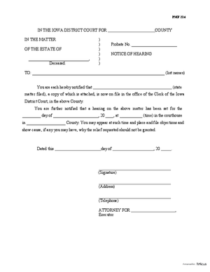 Thumbnail of Iowa Form Notice Of Hearing