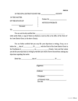 PMF 210: Notice In Probate - Iowa | Atticus® Forms