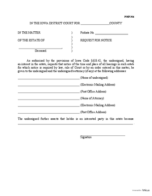 Thumbnail of Iowa Form Request For Notice