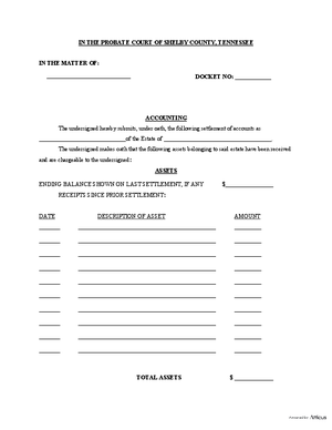 Thumbnail of Tennessee Form Final Accounting (Shelby)
