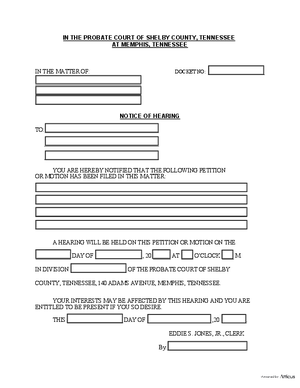 Thumbnail of Tennessee Form General Notice Of Hearing