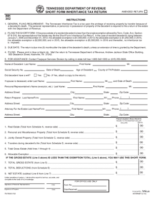 Thumbnail of Tennessee Form Inheritance Tax Return