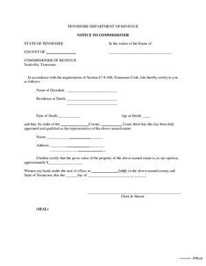 Thumbnail of Tennessee Form Notice To Commissioner Of The Tn Dept. Of Revenue