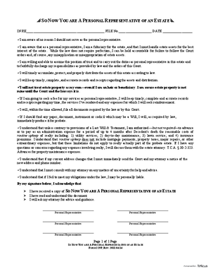 Thumbnail of Tennessee Form Personal Representative Instructions (Hamilton)